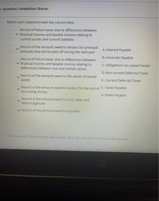 Solved Question Completion Status: V Match each statement | Chegg.com