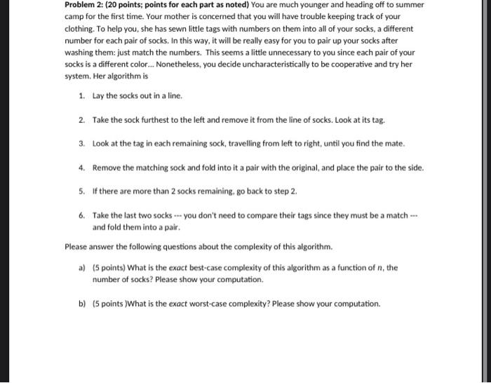 Solved Problem 2: (20 points; points for each part as noted) | Chegg.com