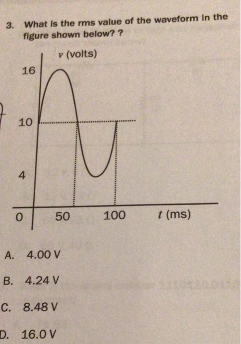 Solved 3. What is the rms value of the waveform in the | Chegg.com