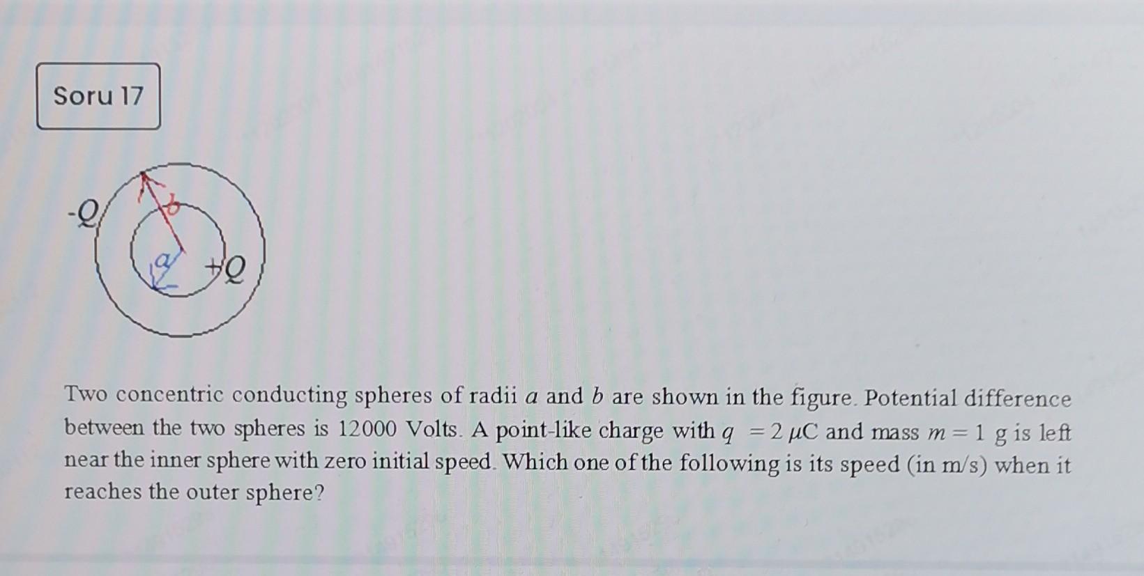 Solved Two Concentric Conducting Spheres Of Radii A And B | Chegg.com