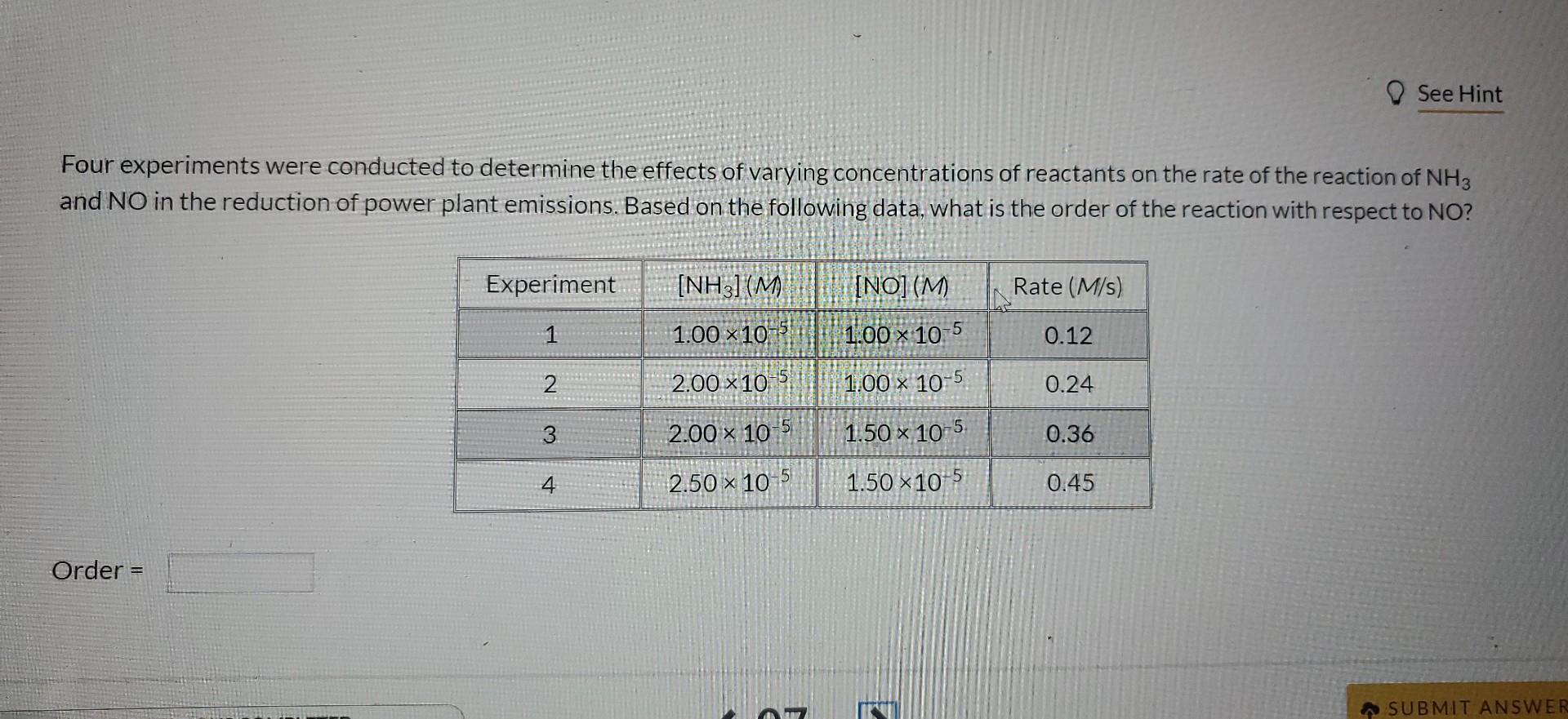 Solved Four experiments were conducted to determine the | Chegg.com