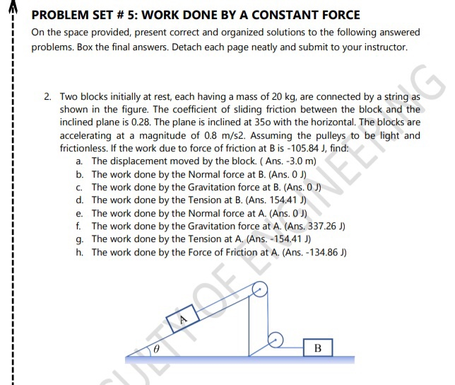 Solved PROBLEM SET # 5: WORK DONE BY A CONSTANT FORCE On the | Chegg.com