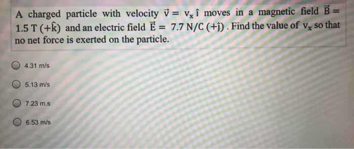 Solved A Charged Particle With Velocity Y V I Moves In Chegg Com