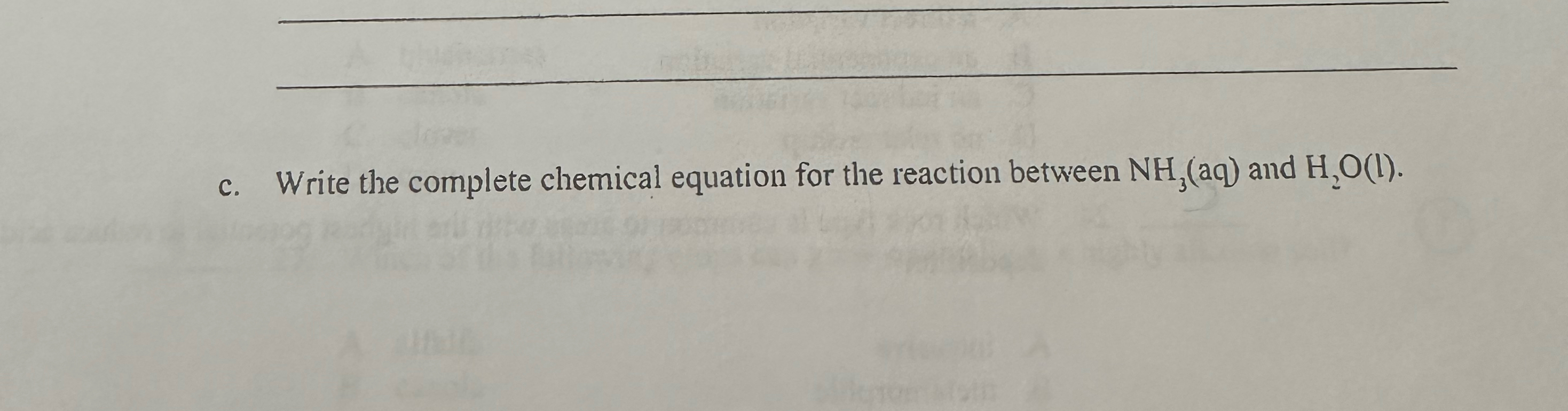 Solved c write the complete chemical equation for the chegg