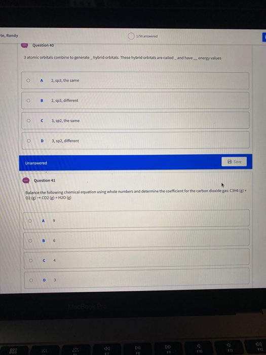 Solved te, Randy 10 answered Question 40 3 atomic orbitals | Chegg.com