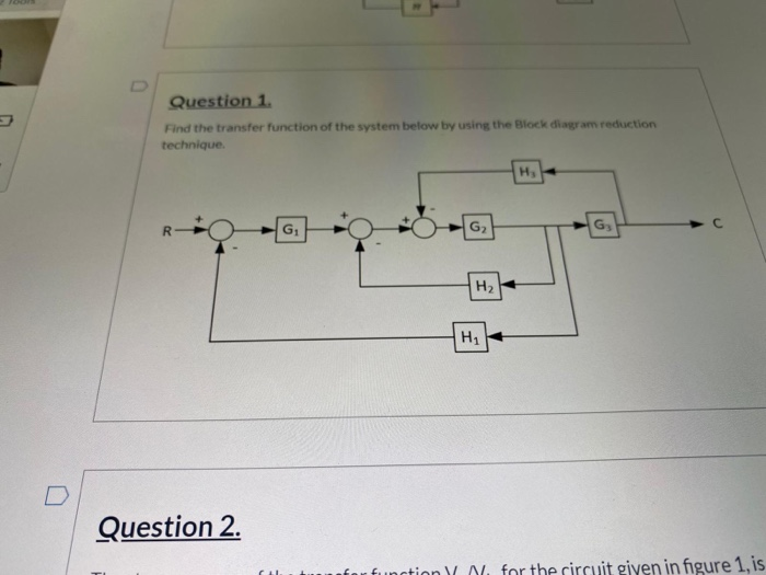 Solved Question 1. Find The Transfer Function Of The System | Chegg.com