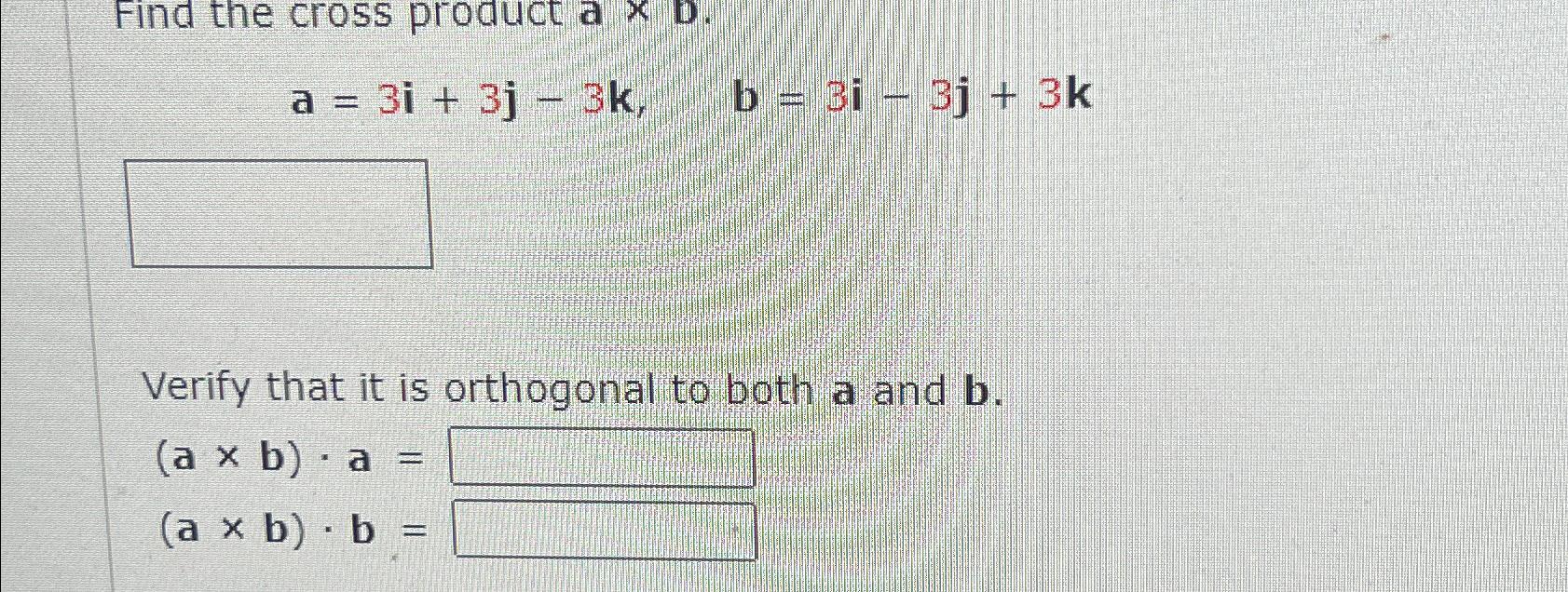 Solved Find The Cross Product | Chegg.com