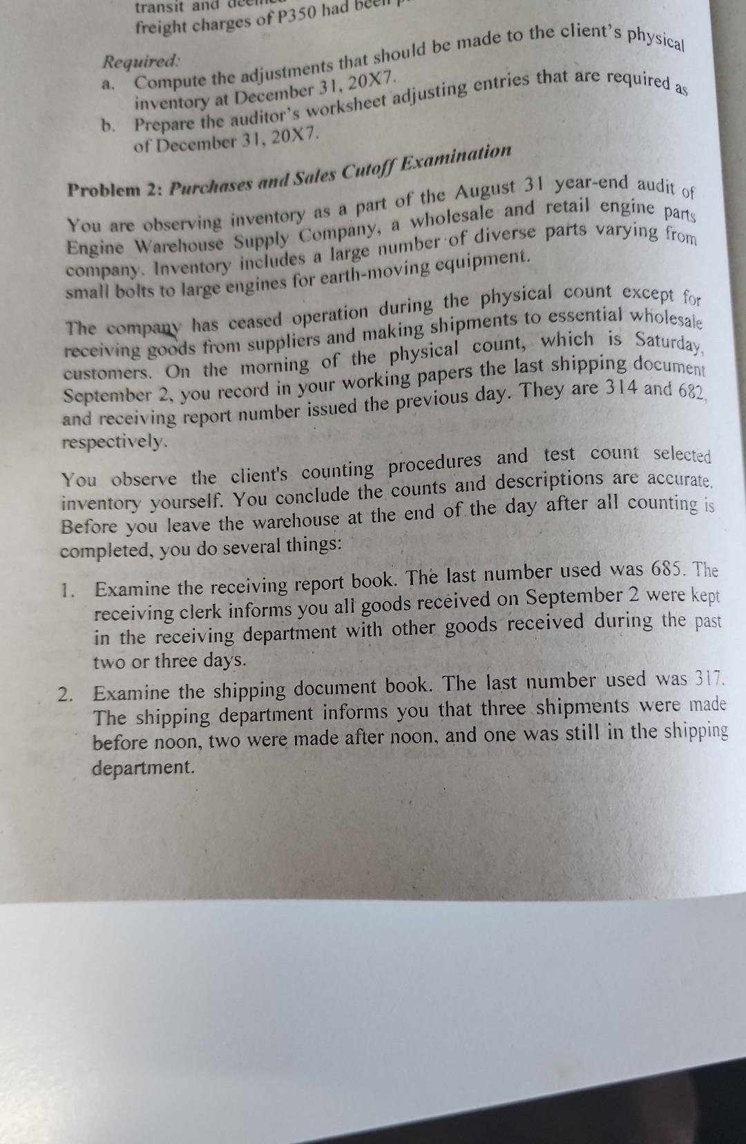 Required inventory at December whorkheet adjusting