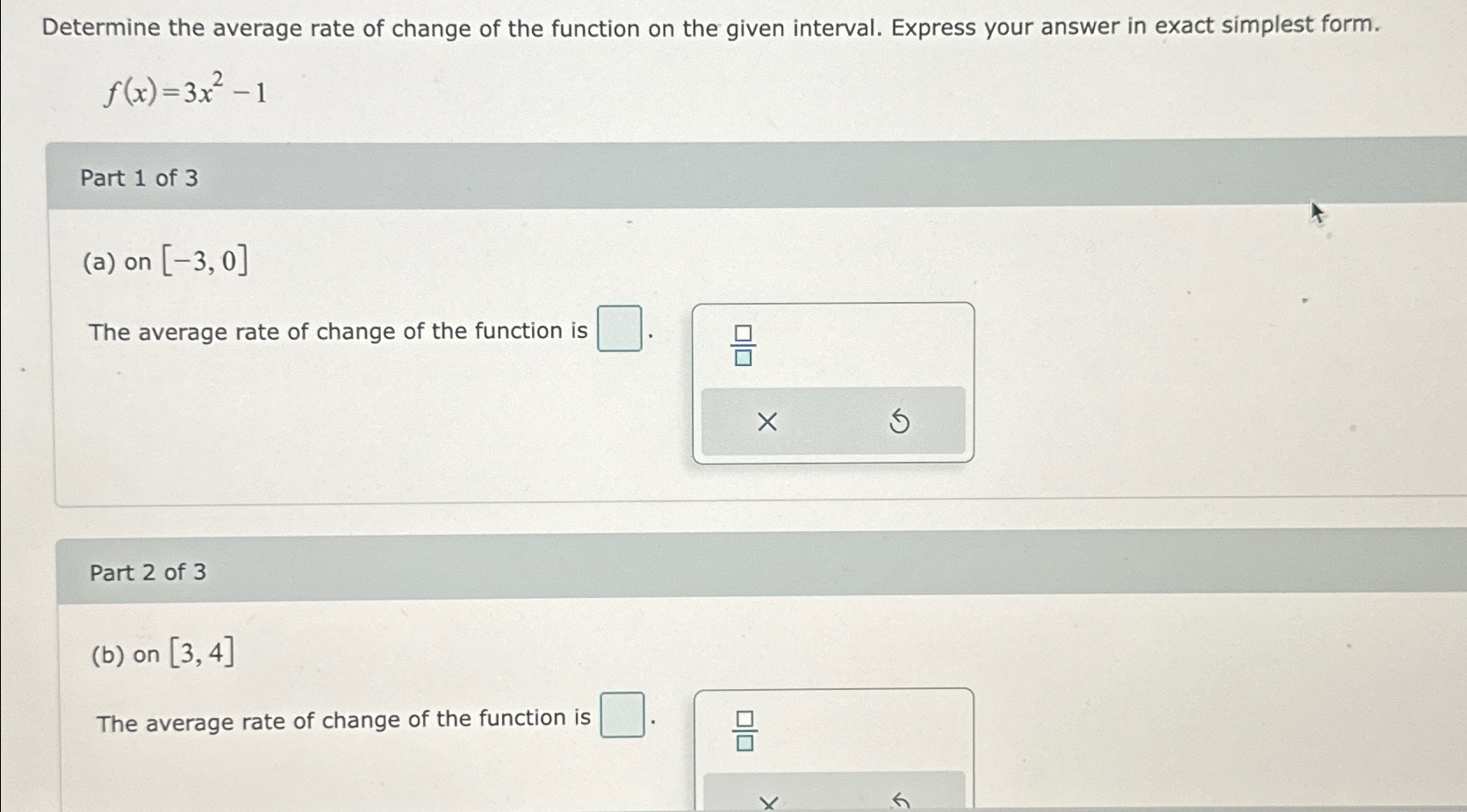 Solved Determine the average rate of change of the function | Chegg.com