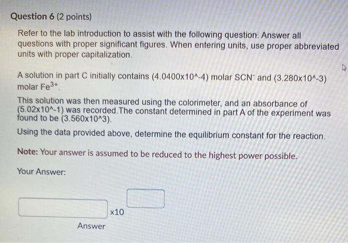Solved Question 5 (2 points) Use the lab introduction to | Chegg.com