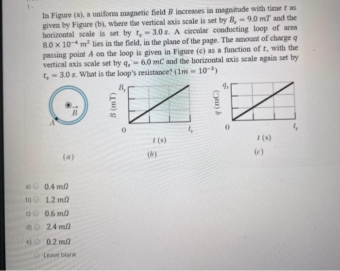 Solved In Figure (a), a uniform magnetic field B increases | Chegg.com