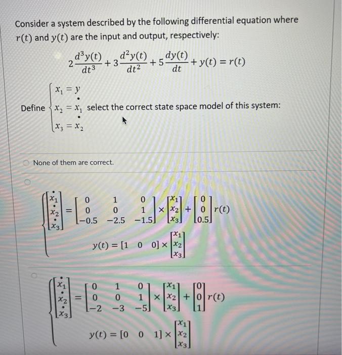 Solved Consider a system described by the following | Chegg.com