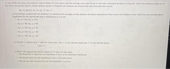 Solved For Each Of The Following Scenarios, Select | Chegg.com