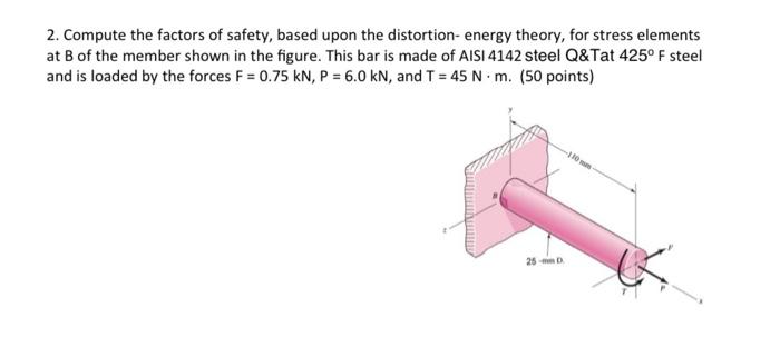 Solved 2. Compute the factors of safety, based upon the | Chegg.com