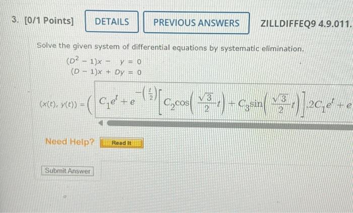 Solved Solve the given system of differential equations by | Chegg.com