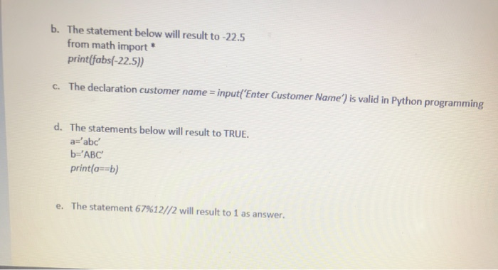 statements are ( always ) inside a method Images High... Solved b. The statement below will result to -22.5 from math | Chegg.com
