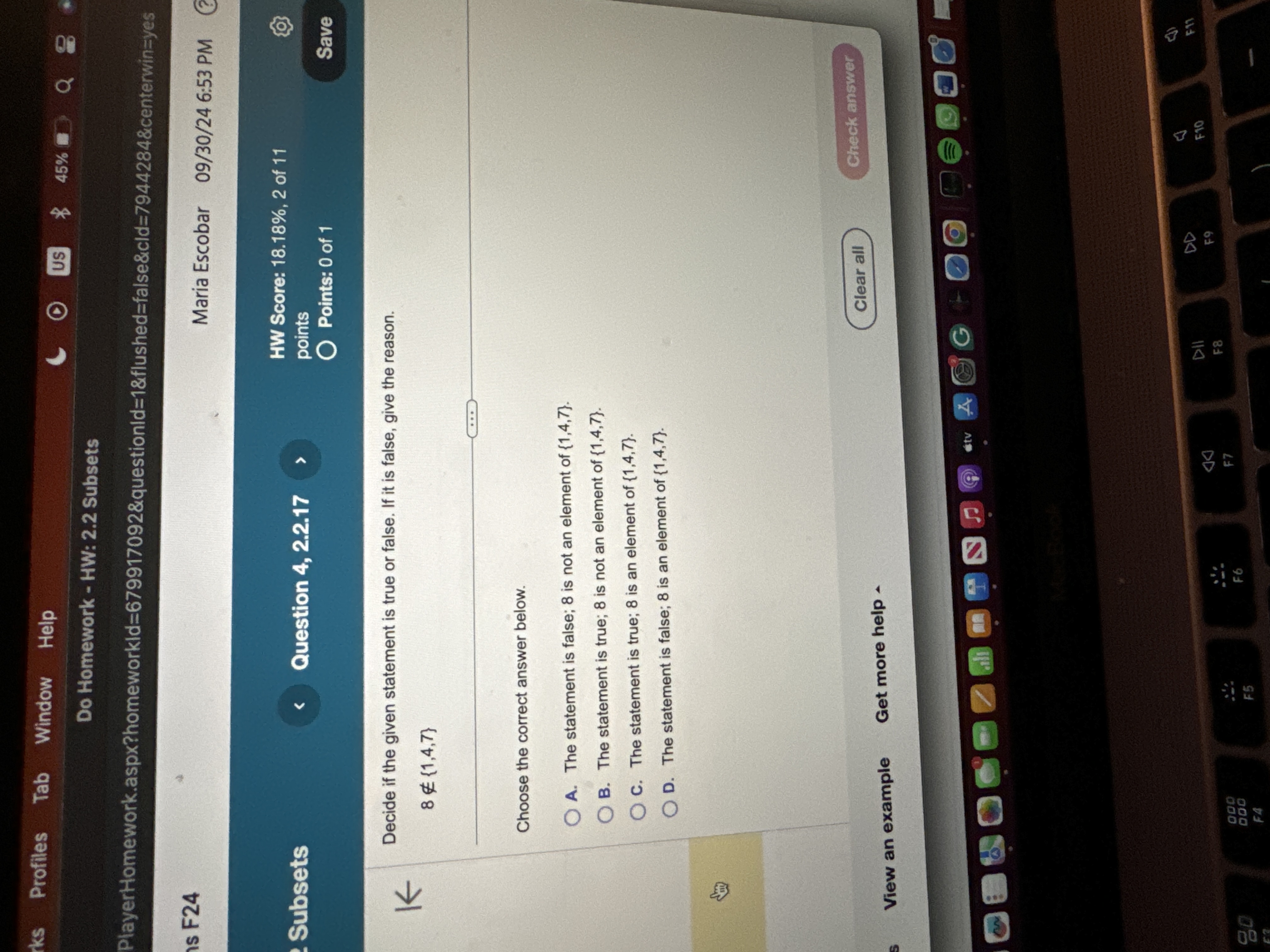 Solved Decide if the given statement is true or false. If it | Chegg.com