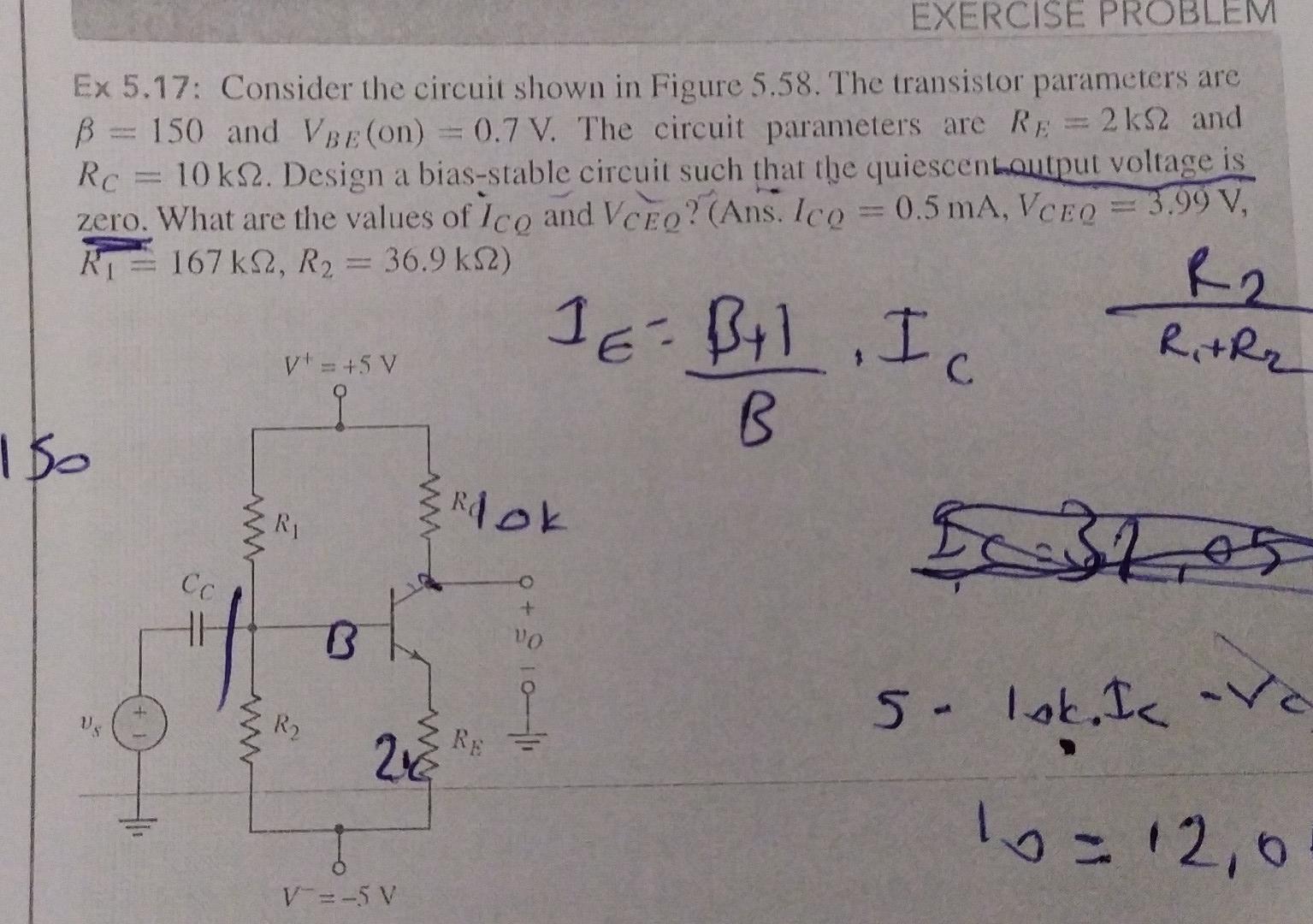 Solved EXERCISE PROBLEM Ex 5.17: Consider the circuit shown | Chegg.com