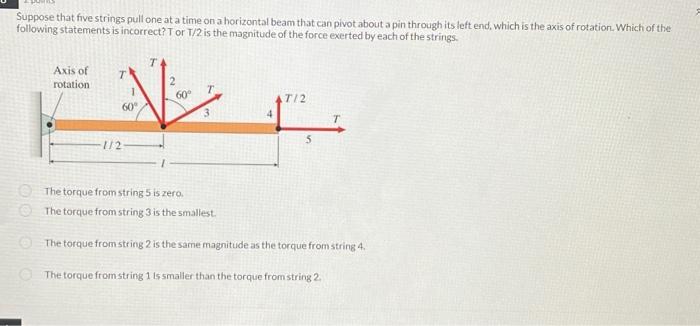 Solved Suppose that five strings pull one at a time on a | Chegg.com
