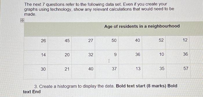 Solved The next 7 questions refer to the following data set. | Chegg.com