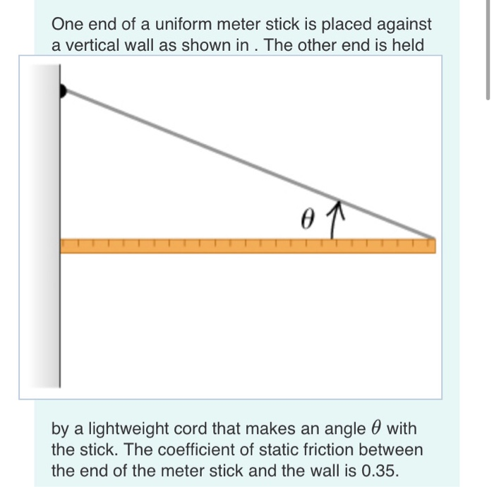 Solved One end of a uniform meter stick is placed against a | Chegg.com