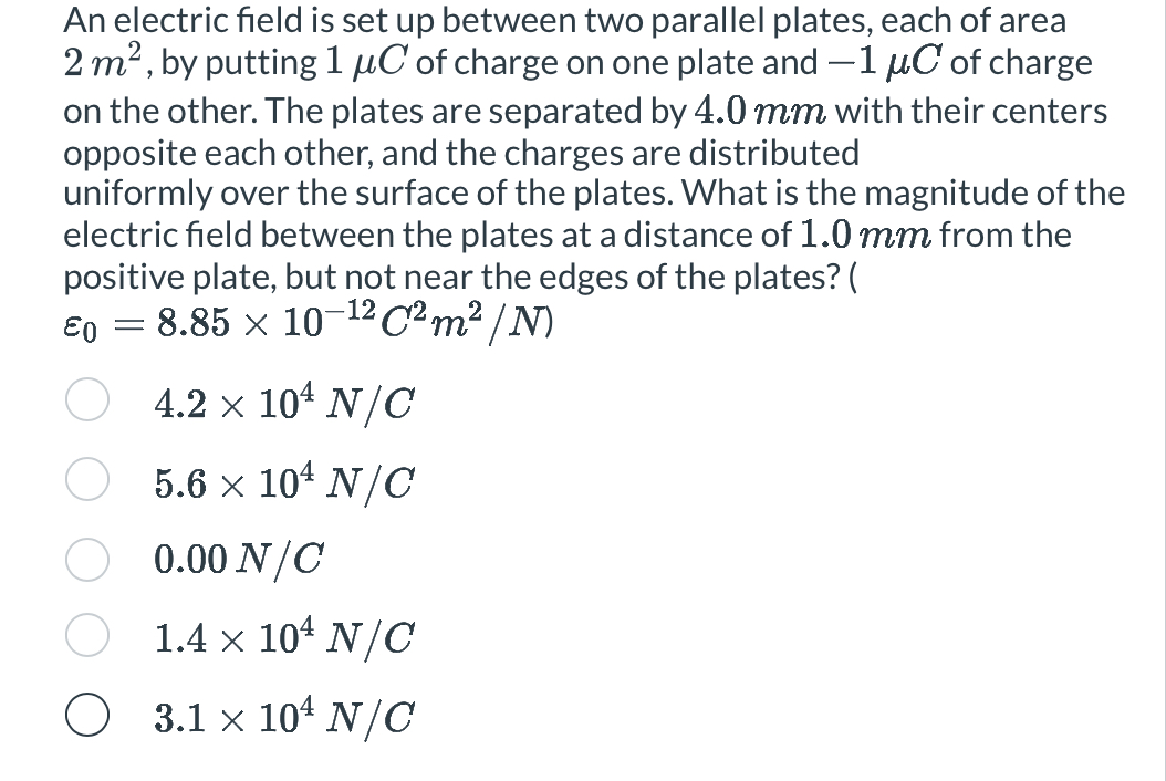 Solved An ﻿electric field is ﻿set up ﻿between two parallel | Chegg.com