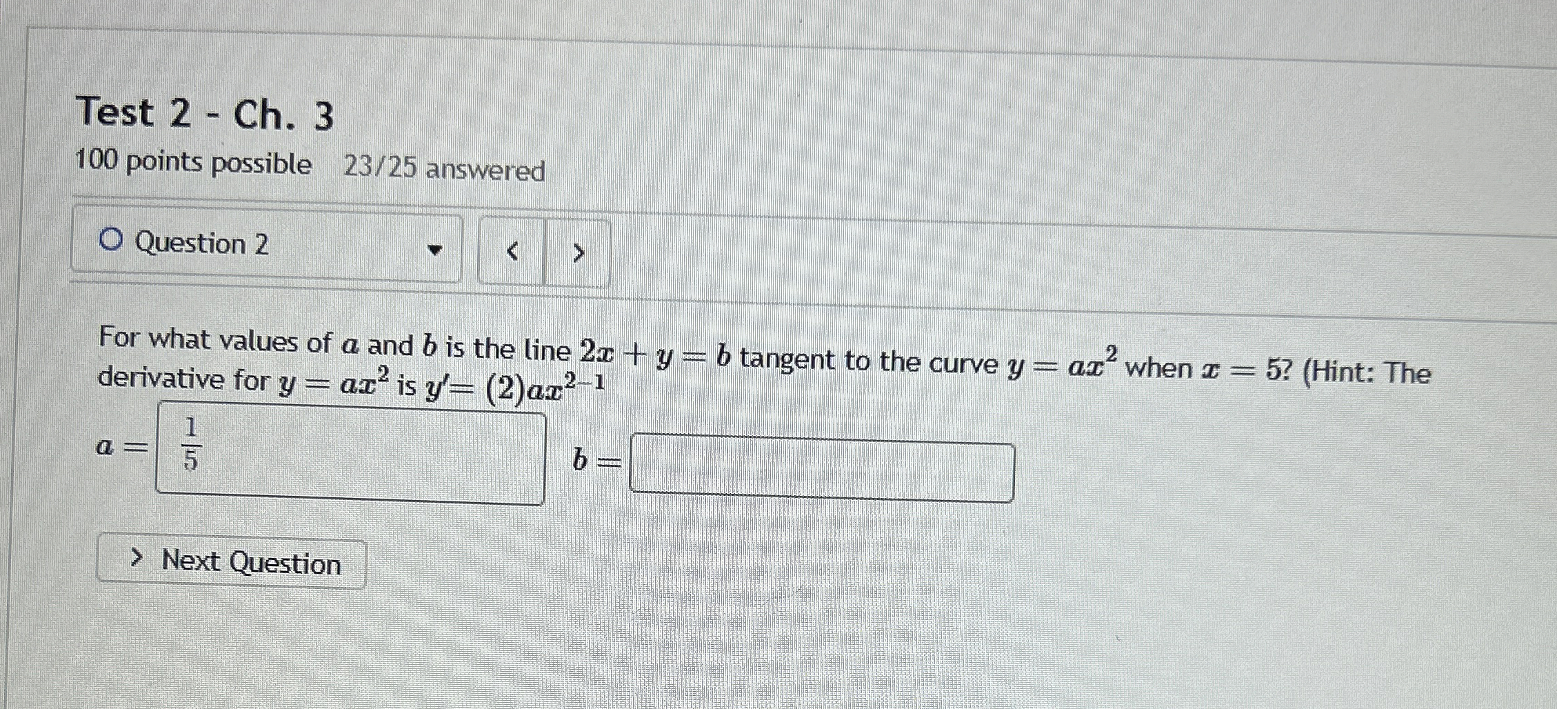 Solved Test 2 - ﻿Ch. 3100 ﻿points possible 2325 | Chegg.com