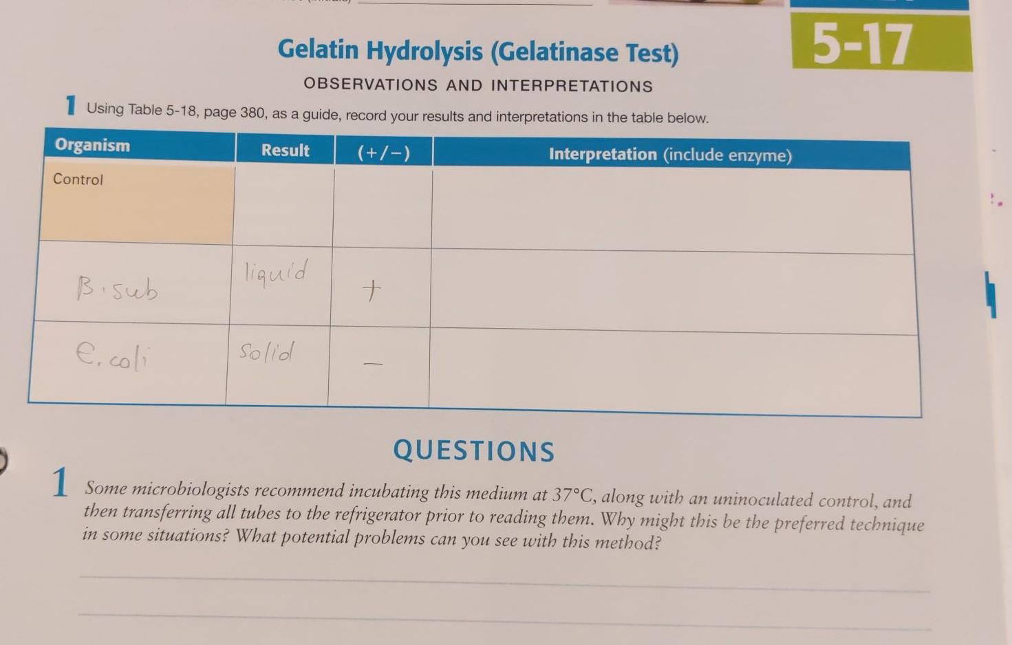 Solved 517 Gelatin Hydrolysis (Gelatinase Test)