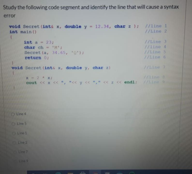 Solved Study the following code segment and identify the | Chegg.com