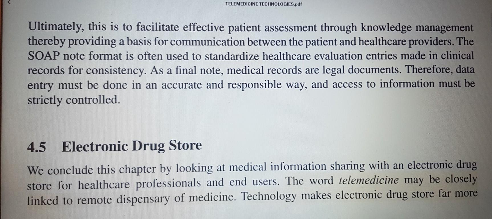 TELEMEDICINE TECHNOLOGIES.pdf Ultimately, this is to facilitate effective patient assessment through knowledge management the