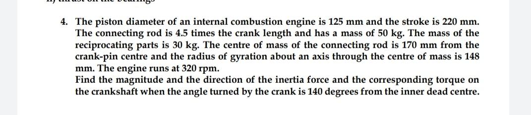 Solved The piston diameter of an internal combustion engine | Chegg.com