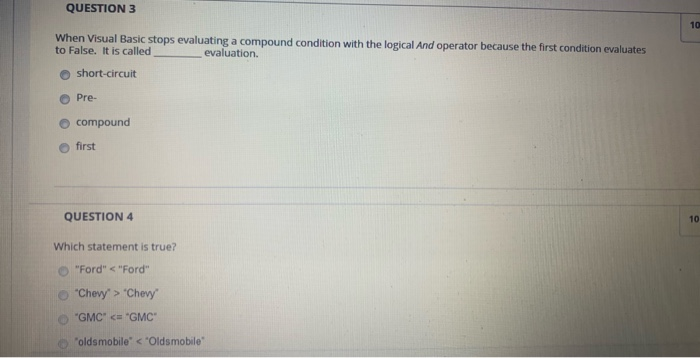 Visual Basic Not Solved QUESTION 1 Which of the following is not a logical | Chegg.com