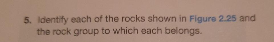 Solved Identify each of the rocks shown in Figure 2.25 ﻿and | Chegg.com