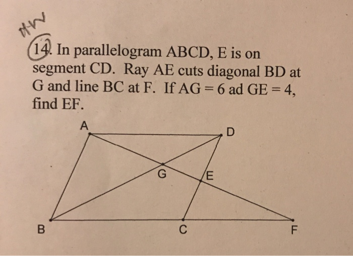 Solved 14 In Parallelogram Abcd E Is On Segment Cd Ra Chegg Com