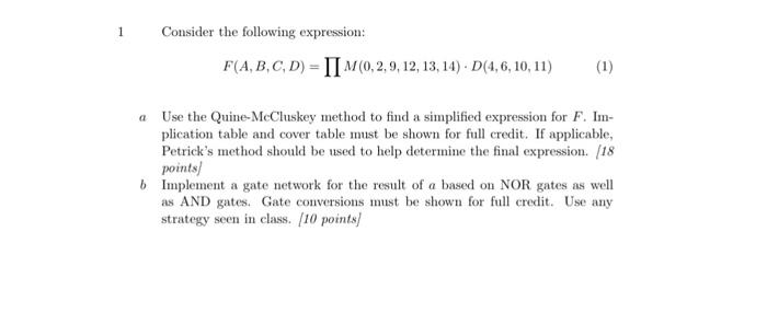 Solved 1 Consider the following expression: | Chegg.com