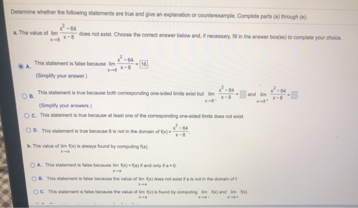 Solved Determine Whether The Following Statements Are True | Chegg.com