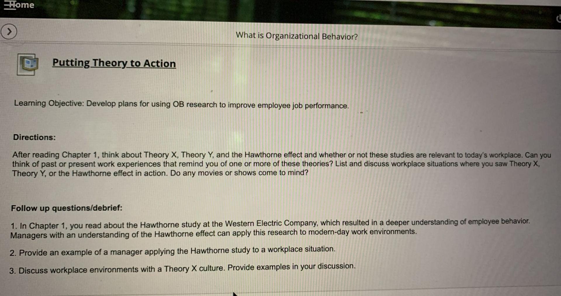 Solved Putting Theory to Action Learning Objective: Develop | Chegg.com