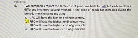 Solved Page Break 9. 9. Two Companies Report The Same Cost | Chegg.com