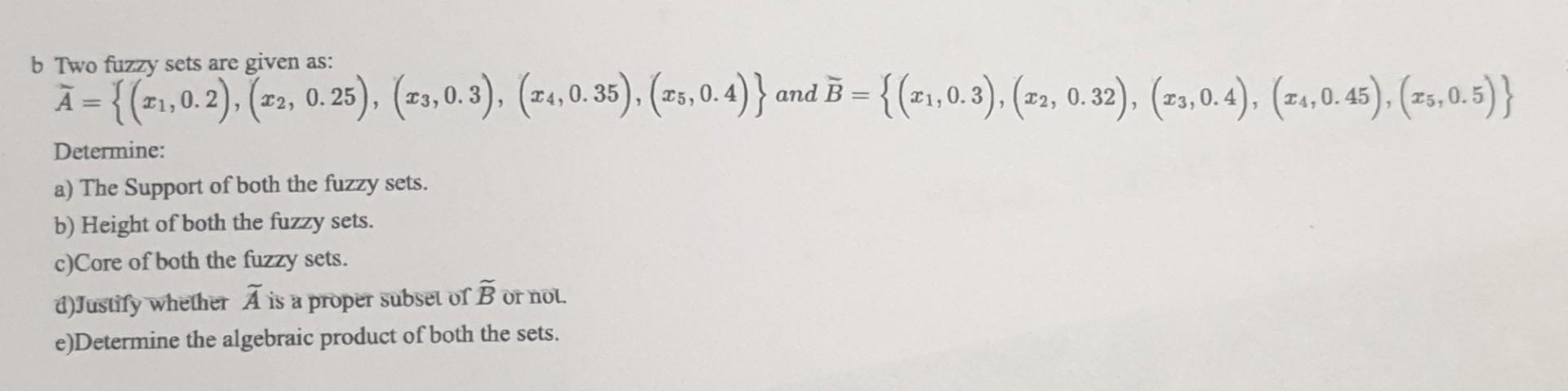 Solved B Two Fuzzy Sets Are Given As: | Chegg.com