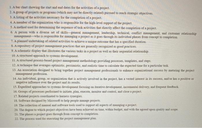 Solved Match each of the key terms with the definition that | Chegg.com