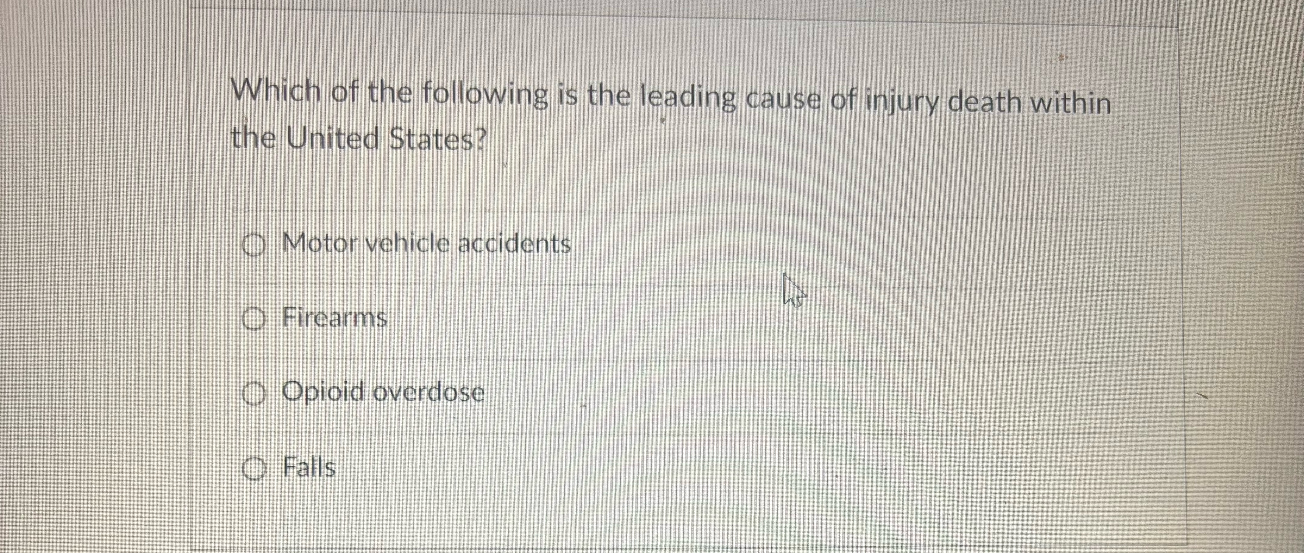 Solved Which of the following is the leading cause of injury | Chegg.com