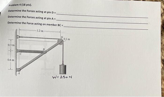 Solved Problem 4 (18 pts). Determine the Forces acting at | Chegg.com