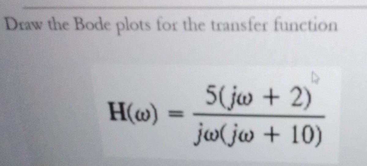 Solved Draw the Bode plots for the transfer function | Chegg.com