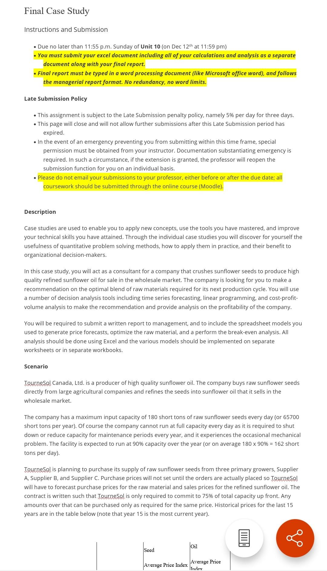 Solved Final Case Study Instructions and Submission • Due no | Chegg.com