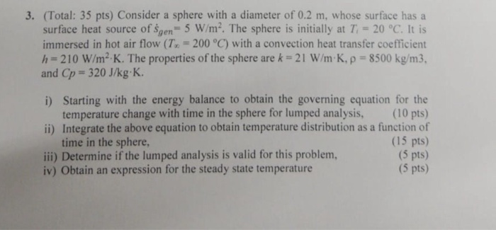 Solved 3. (Total: 35 Pts) Consider A Sphere With A Diameter | Chegg.com