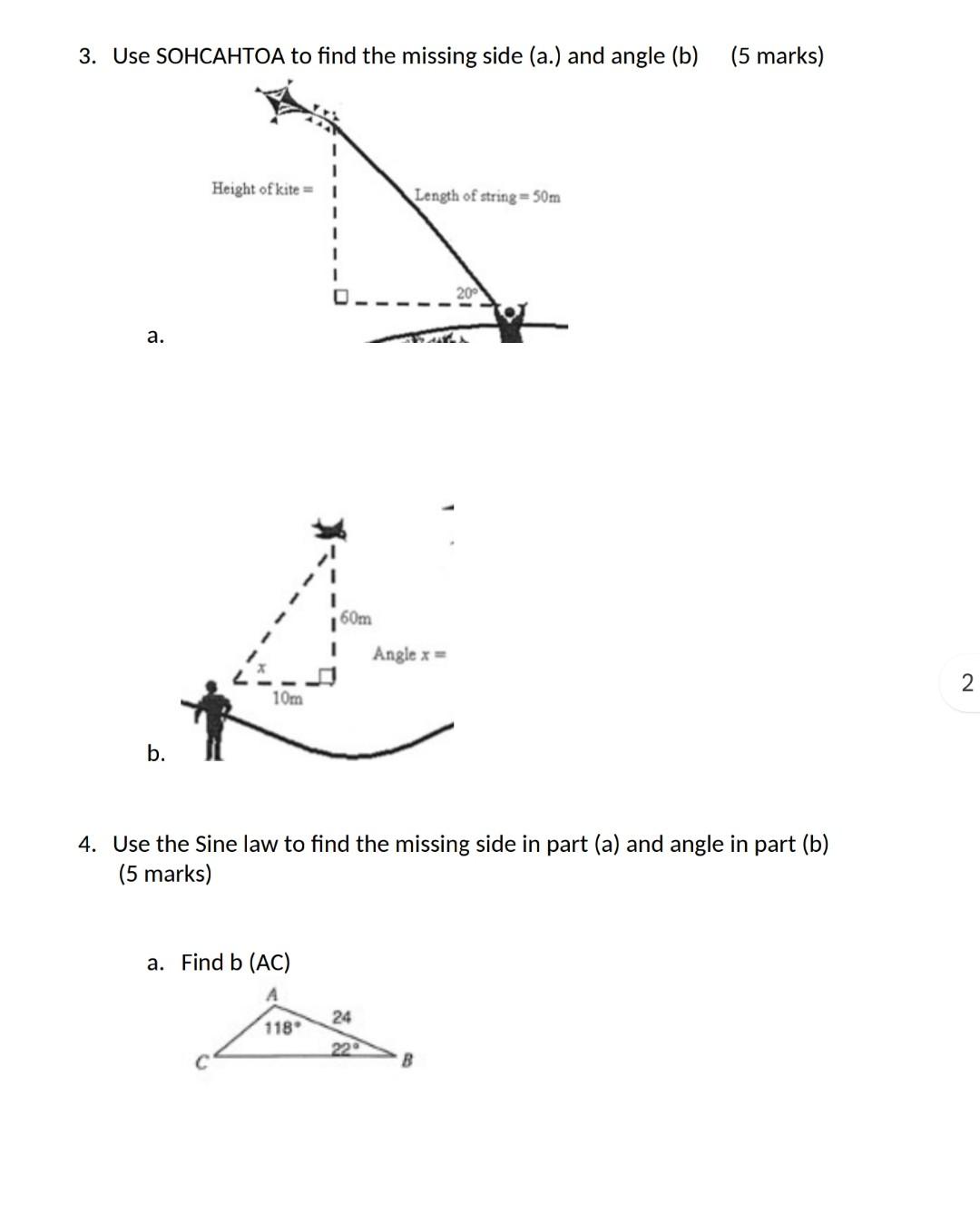 Solved 5. Use the Cosine law to find the missing side in Chegg