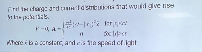Solved Find the charge and current distributions that would | Chegg.com