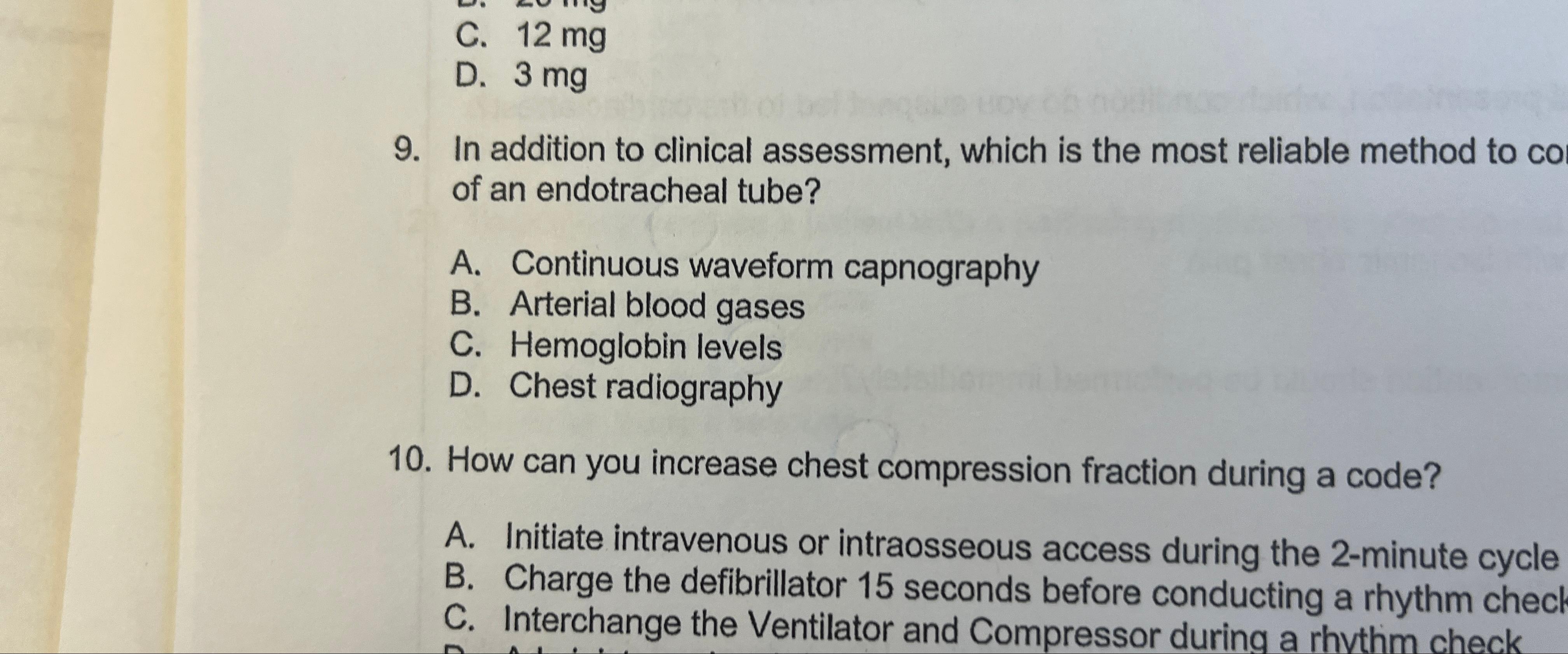 Solved C. 12mgD. 3mg9. ﻿In addition to clinical assessment 