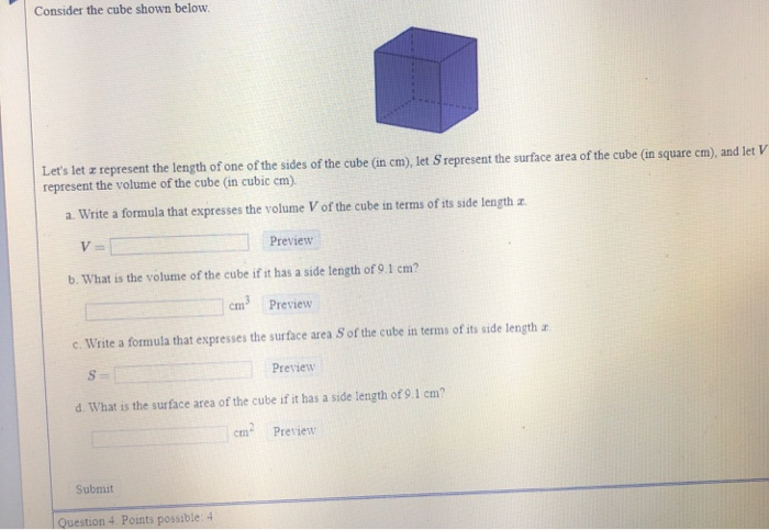 Solved Consider the cube shown below. Let's let z represent | Chegg.com