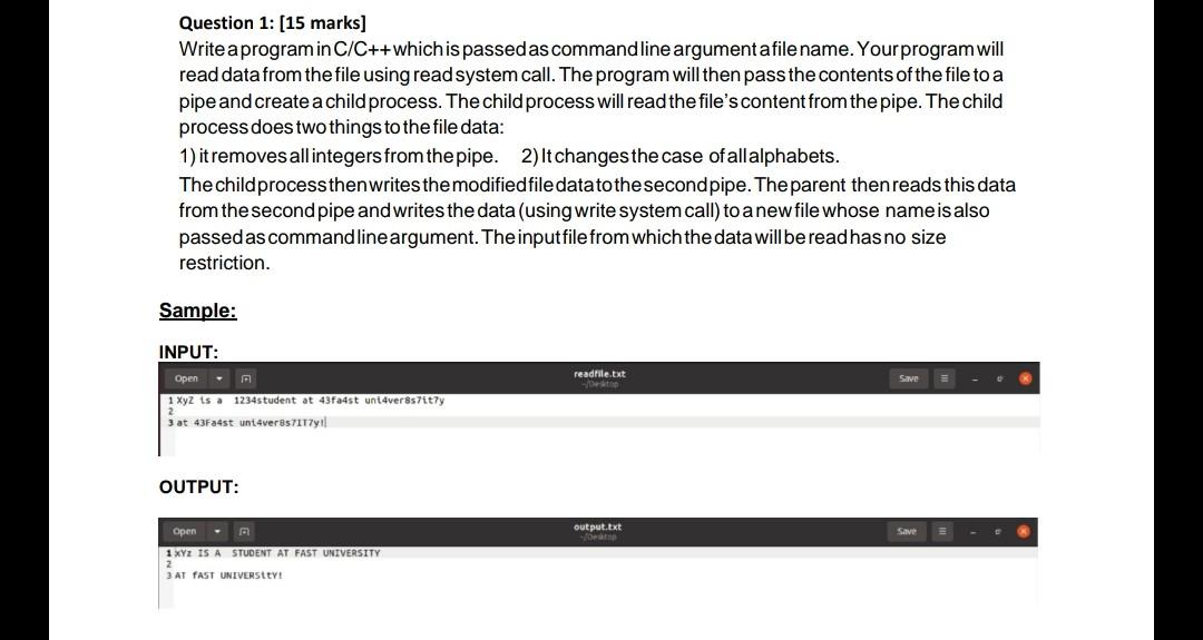 Solved Question 1: (15 marks] Write a program in C/C++which | Chegg.com